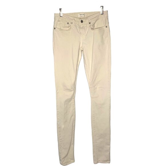 HELMUT LANG New York Off-White Low-Rise 5-Pocket Skinny Jeans Size 25 - Picture 1 of 7